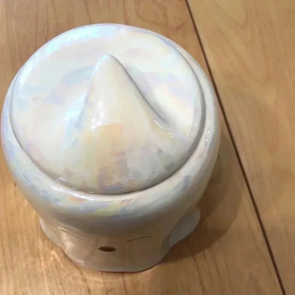 10 Strawberry Street white iridescent Ghost Halloween canister